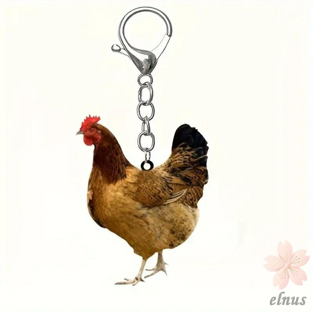 ELNUS Chicken Acrylic Keychain, Rooster Hen Backpack Pendant, Jewlery ...