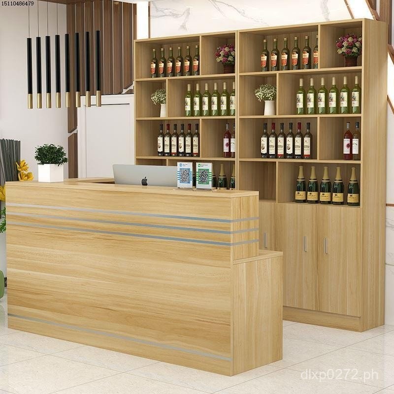 Vintage Restaurant Cashier Counter with Integrated Hot Pot Wine Cabinet ...
