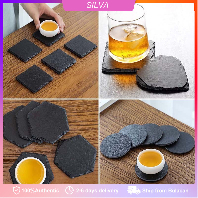 Drink Coaster Tableware Natural Bar Heat Resistant Slate Stone Cup Mat ...