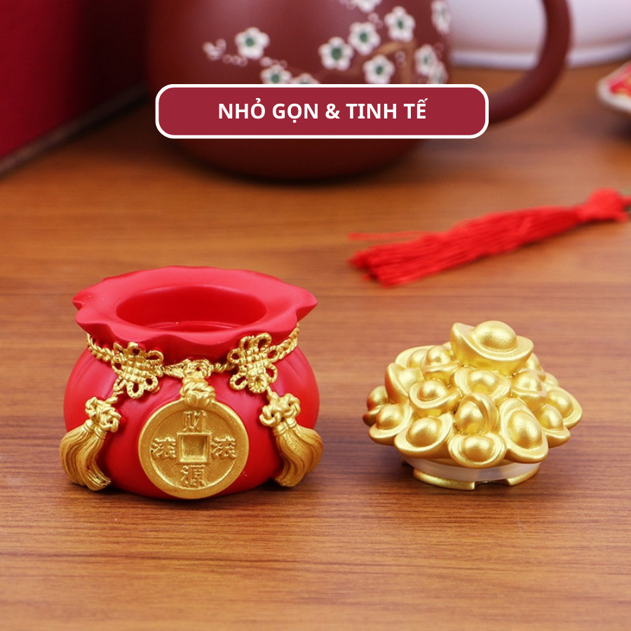 Gold and Fortune Jar, Lucky Fortune Bag to Decorate Altar, Desk, Shop