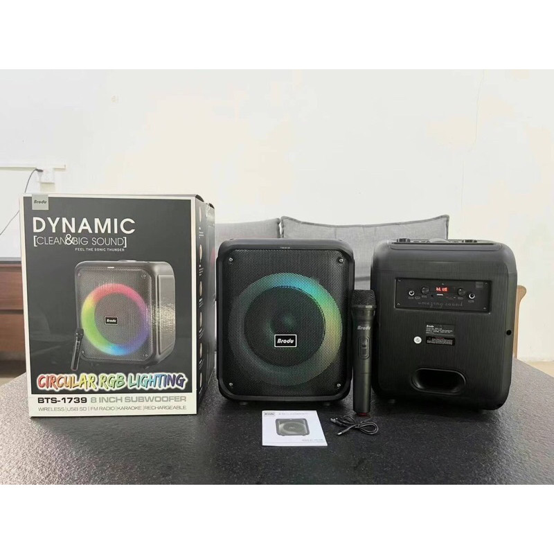 BRUDO BTS-1739 Bluetooth karaoke speaker with RGB dynamic lighting ...