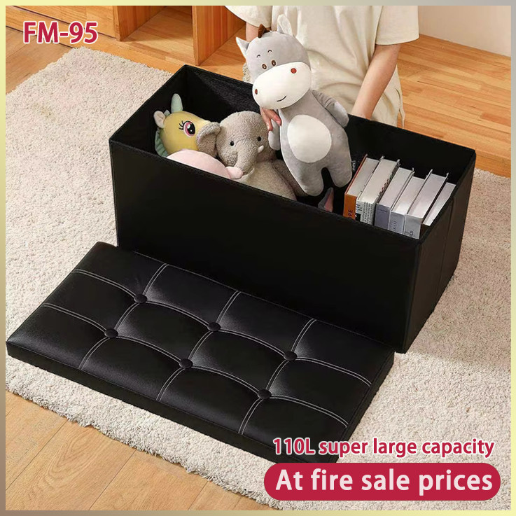 【FM-95】 Large Storage Benches Foldable Stool with Storage Space Home Sofa  Ottoman Seat Bench Chest Storage Box Living Room Furniture Large Storage