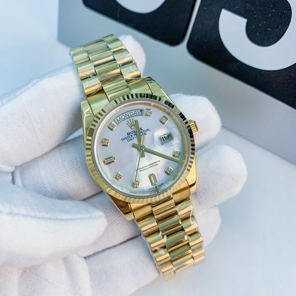Rolex Day-Date Generous Charm Simple Stainless Steel Strap White Dial ...
