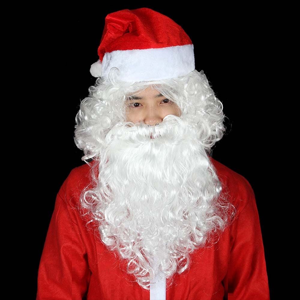 35cm 60g Santa Claus beard wig synthetic short hair cosplay white wig ...