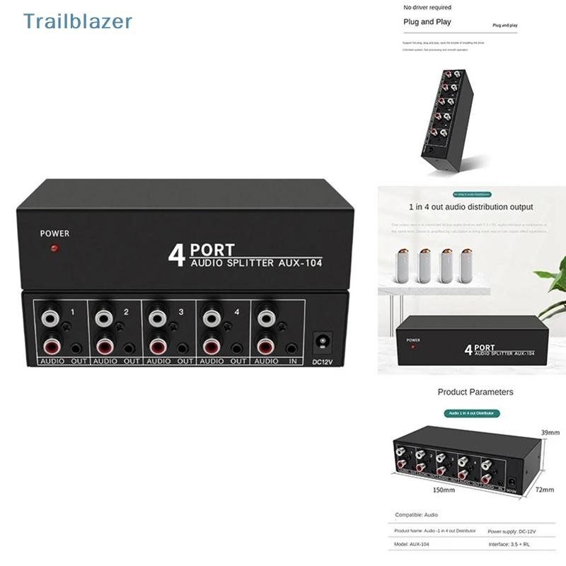 TBPH RCA AUX Audio Switcher 4 in 1 Out Stereo Audio Selector 4X1 3.5mm ...