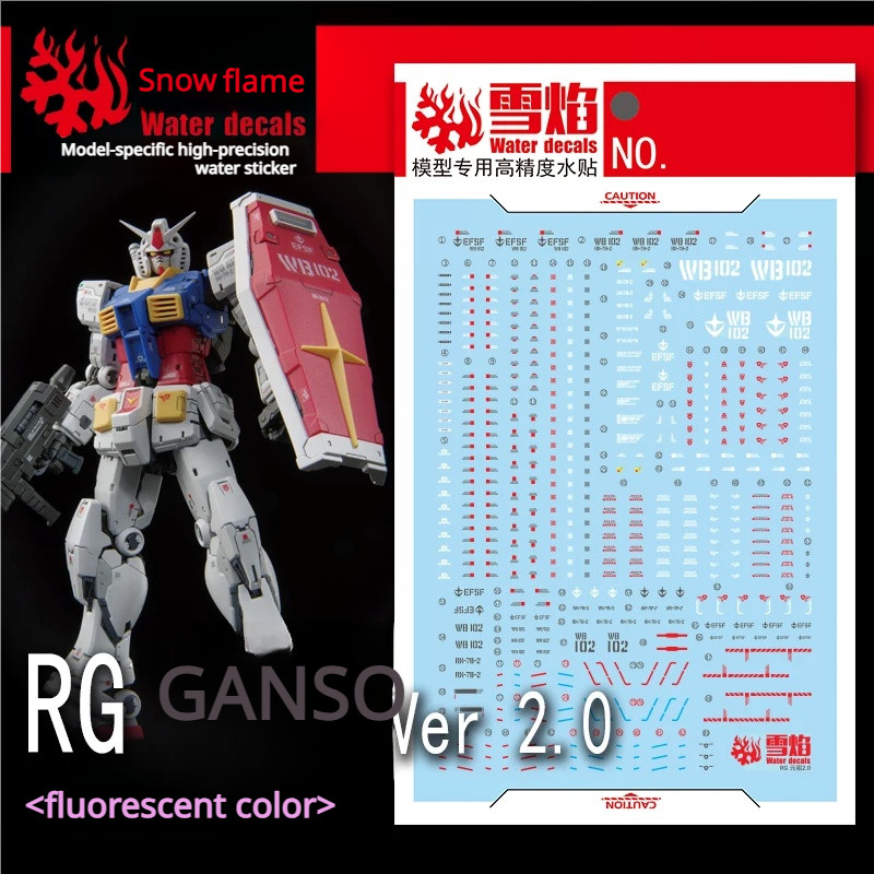 Model Specific Water Sticker RG-56 for RG 1/144 RX-78-2 VER 2.0 Gundam ...