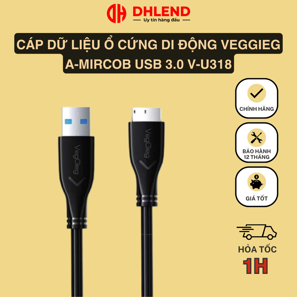 VEGGIEG A-MircoB USB 3.0 Portable Hard Drive Data Cable V-U318 | Shopee ...