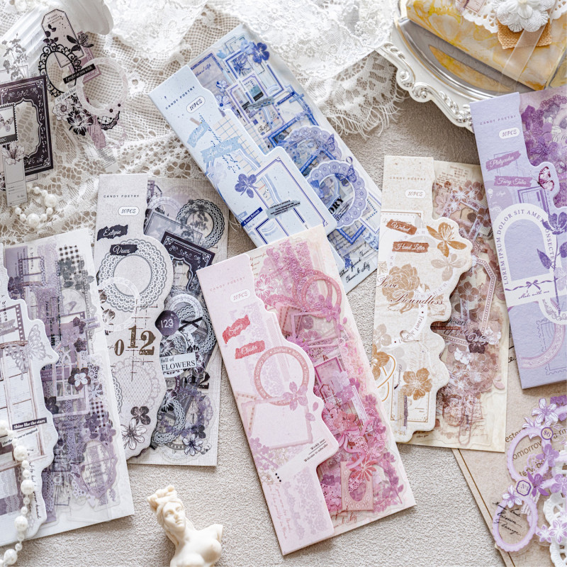ENWEI 10 Pcs [Love Interwoven Series] Retro Decoration Base Stickers ...