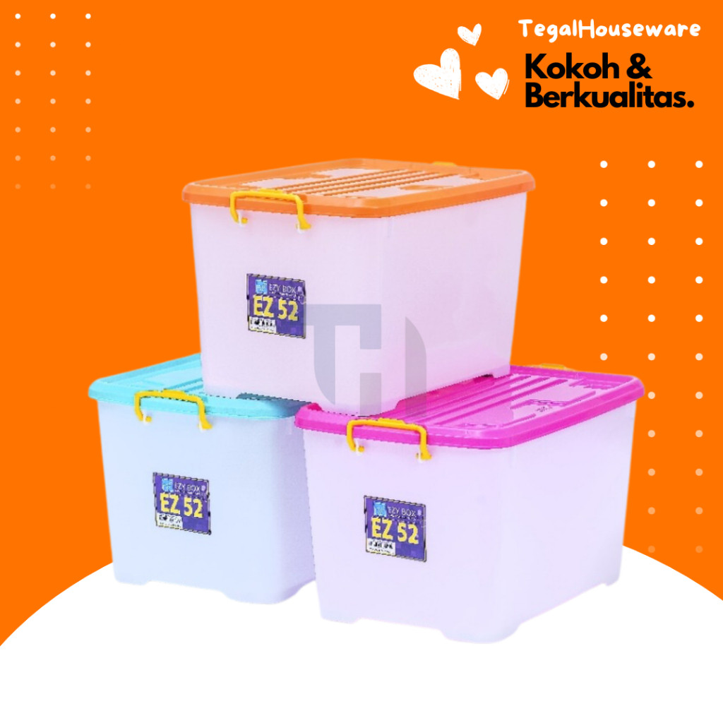QEIZASHOP EZY STORAGE 52 LITER CONTAINER BOX + 4 WHEELS CONTAINER BOX ...