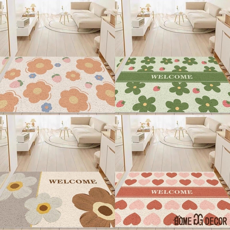 Small Fresh Flower Silk Hoop Carpet Ins Style Entry Door Dust-removing ...