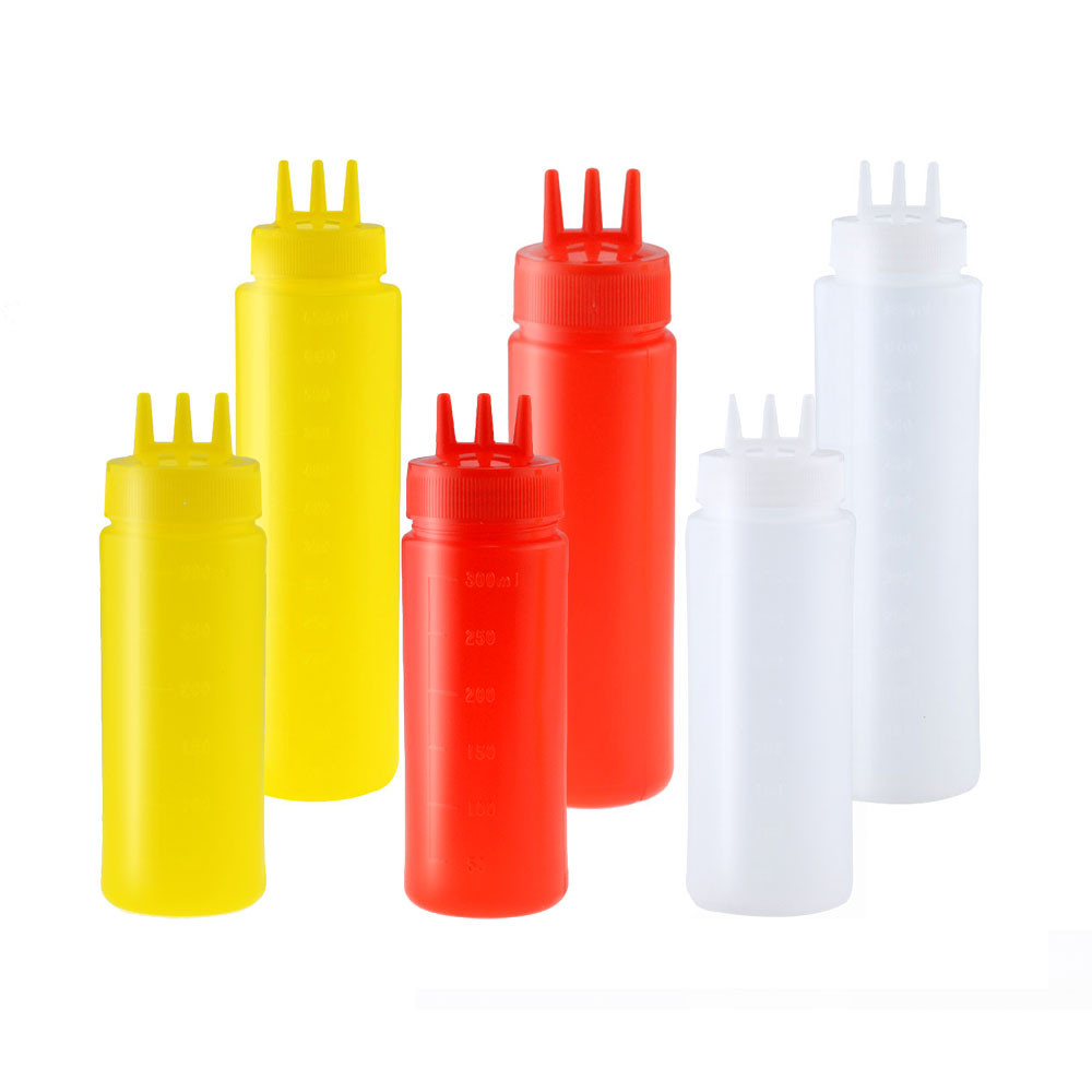 3 Hole Squeeze Plastic Bottle Ketchup Salad Cruet Bottle | Shopee ...
