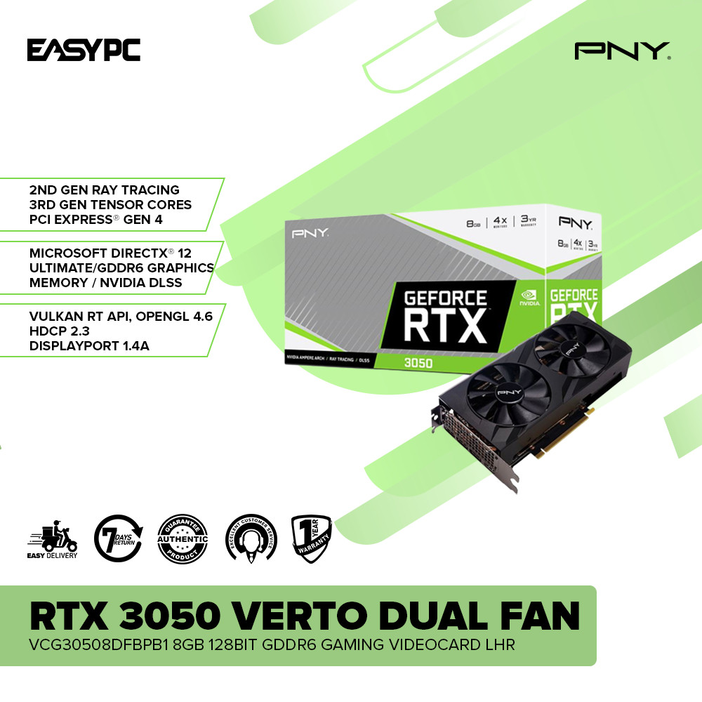 EasyPC| PNY Rtx 3050 VERTO Dual Fan VCG30508DFBPB1/VCG30506DFXPB1 8gb ...