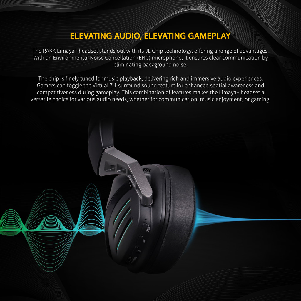 RAKK LIMAYA/ LIMAYA + Trimode RGB Gaming Wireless Headset| Black ...