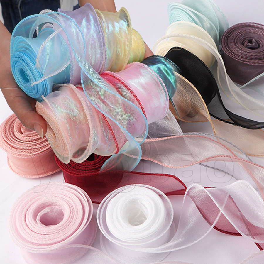 10Yards/Roll Sheer Iridescent Organza Ribbon Craft Decorative Ribbon ...