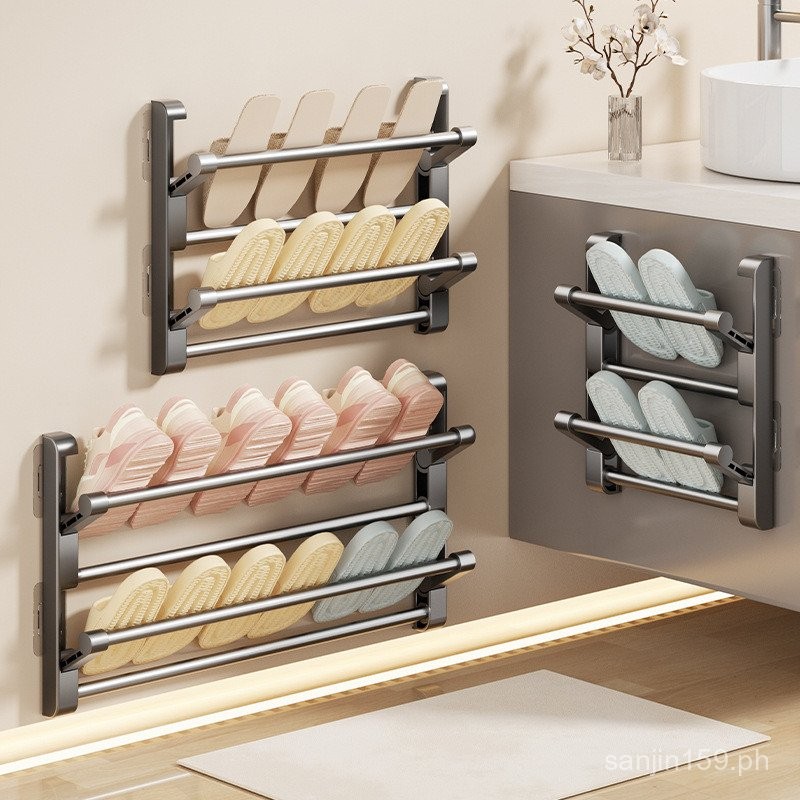 Bathroom Slipper Rack No-Drill Bathroom Storage Rack Shoe Organizer ...
