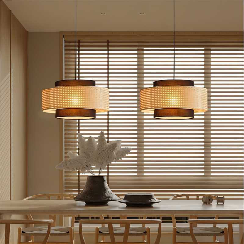 Hope_Lighting Rattan Chandelier Hand-Woven Pendant Light Dining Table Hanging Light Ceiling ...