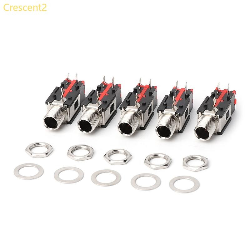 Crescent2 5PCS 6 35mm 1 4 2Pin Female o Stereo Phone Jack Headphone