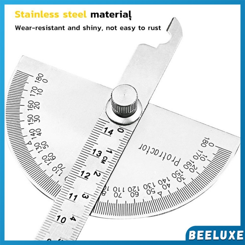 BeeLuxe Stainless Steel Protractor Adjustable Roundhead Ruler 180 ...