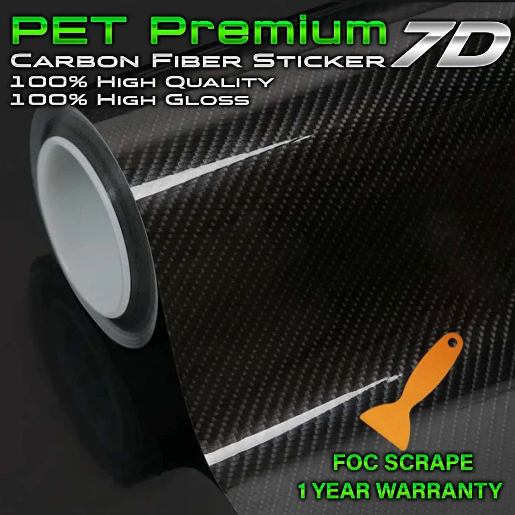 7D Black Sticker Free Scraper Motorcycle Car Motor Stickers Wrap Vinyl ...