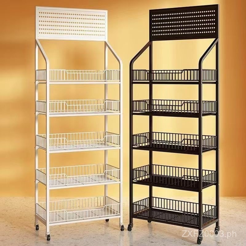 Storage Rack Snack Display Shelf Beverage Food Mobile Supermarket Multi ...