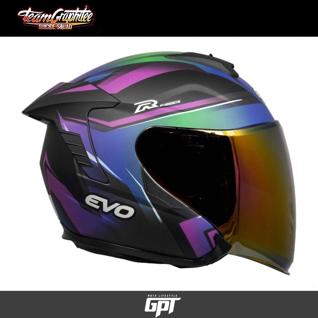 EVO HELMET RX5 RENEGADE Half Face Dual Visor w/ FREE Clear Lens ...
