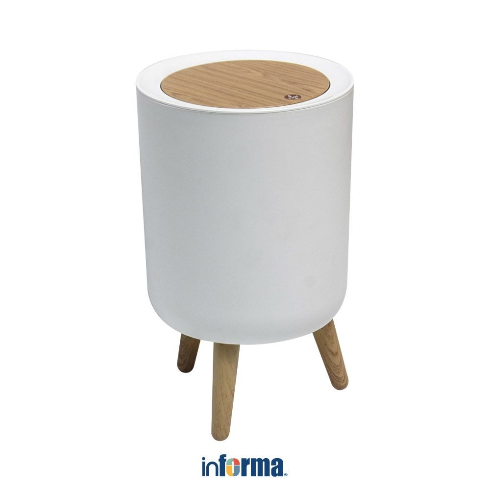 Informa 7 ltr Push Cover Trash Can - White Trash Can Disposal Container ...