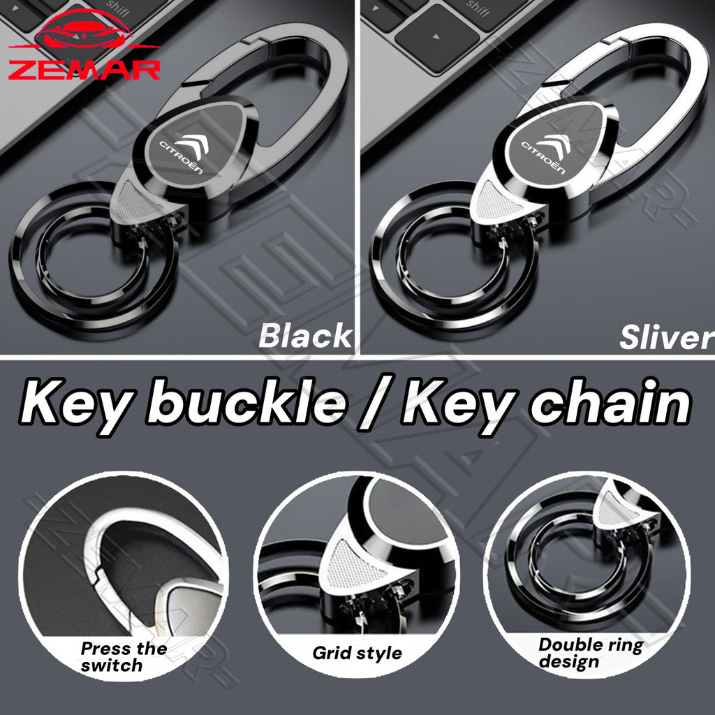 Citroen Metal Car Keychain Motorcycle Key Holder High-end Double Ring ...