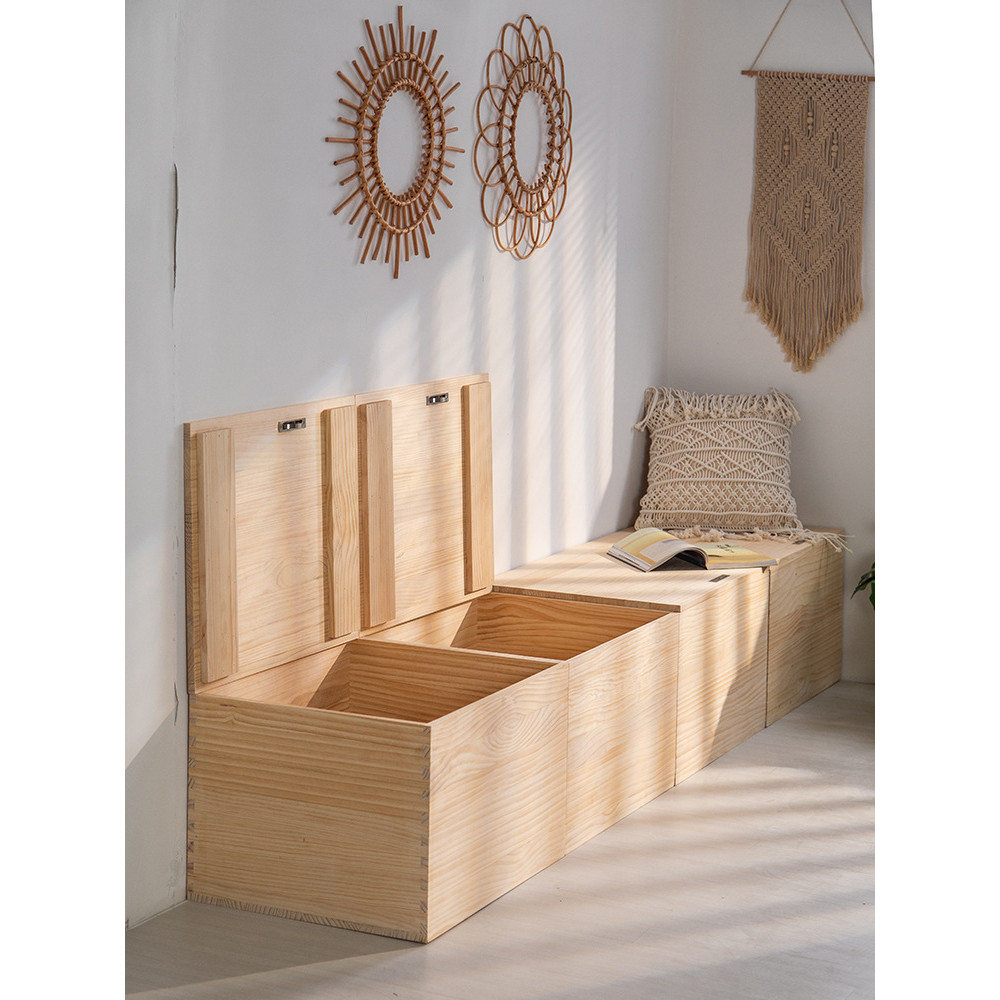 WBZ7Tatami Wooden Box Storage Box Multi-Functional Solid Wood Stitching ...