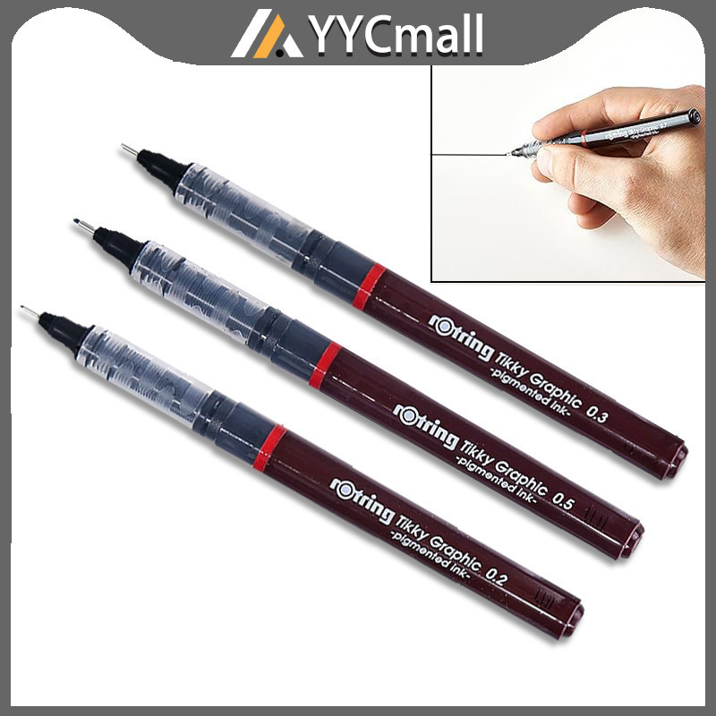 Rotring Technical Pens Black Ink 0.2/0.3/0.5mm Drawing Design Pen Art ...