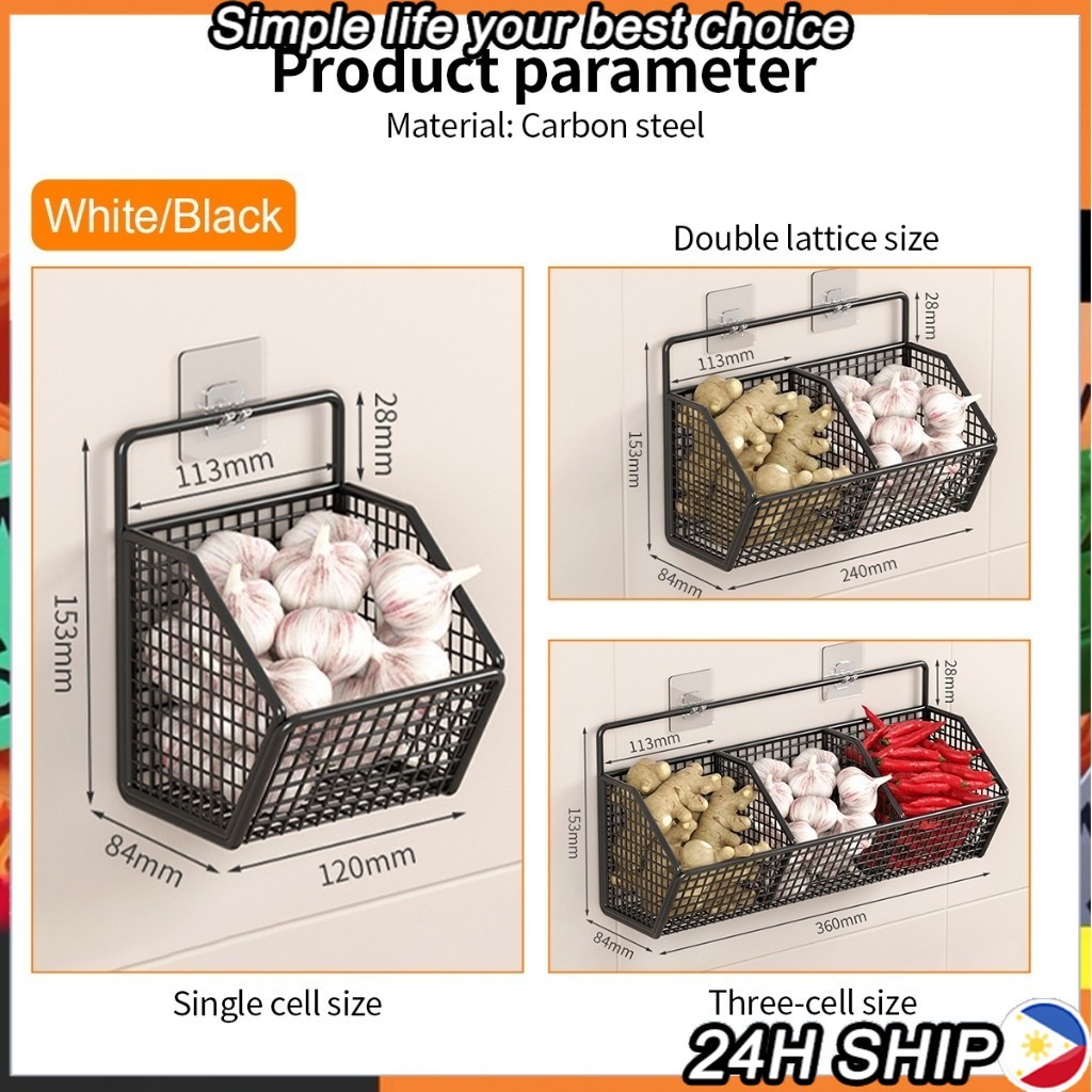 Kitchen Condiments Organizer Rack Carbon Steel Wall Hanging Seasoning ...