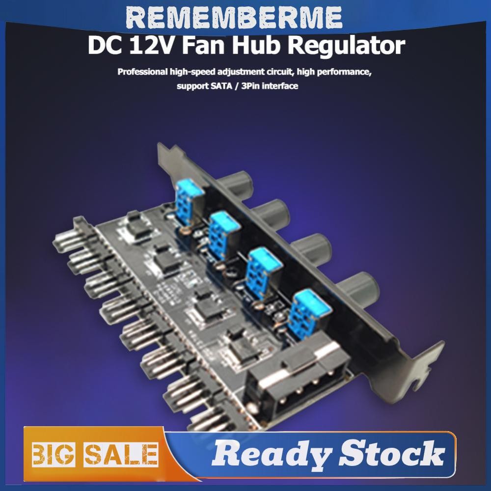 PC 8 Channels Fan Hub 4 Knobs PCI Bracket Cooling Fan Speed Controller ...