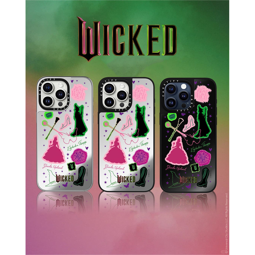 CASETiFY X Wicked Sticker Case suction Black&Sliver Mirror