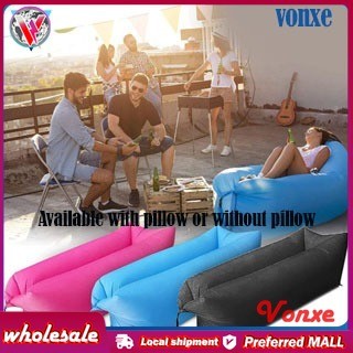 Lazy Inflatable Sofa Banana Bed With Pillow Folding Air Bed Beach Outdoor  Camping Sleeping Bag