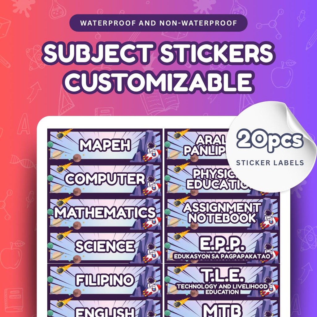 SUBJECT Sticker Label Waterproof, NOTEBOOK STICKERS | Shopee Philippines