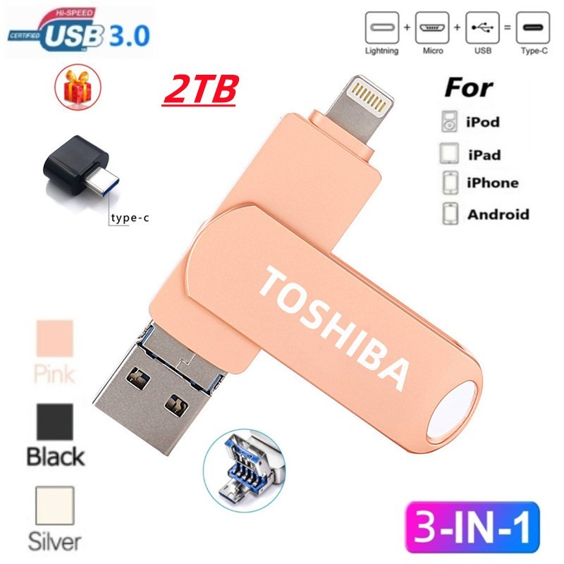 2TB USB3.0 4 in 1 OTG 1TB flash drive Metal Waterproof High speed 512GB ...