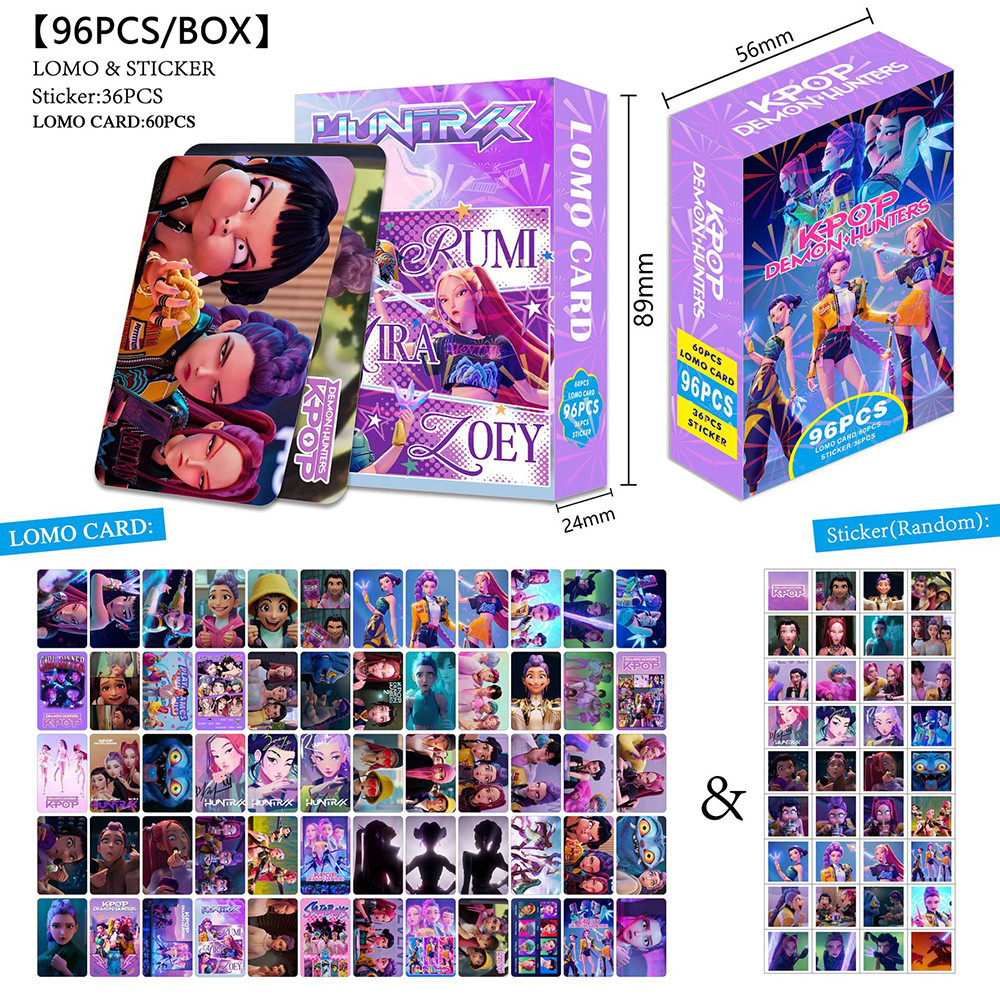 96 K-pop Demon Hunters Anime Peripheral Photo Stickers Postcards Lomo ...