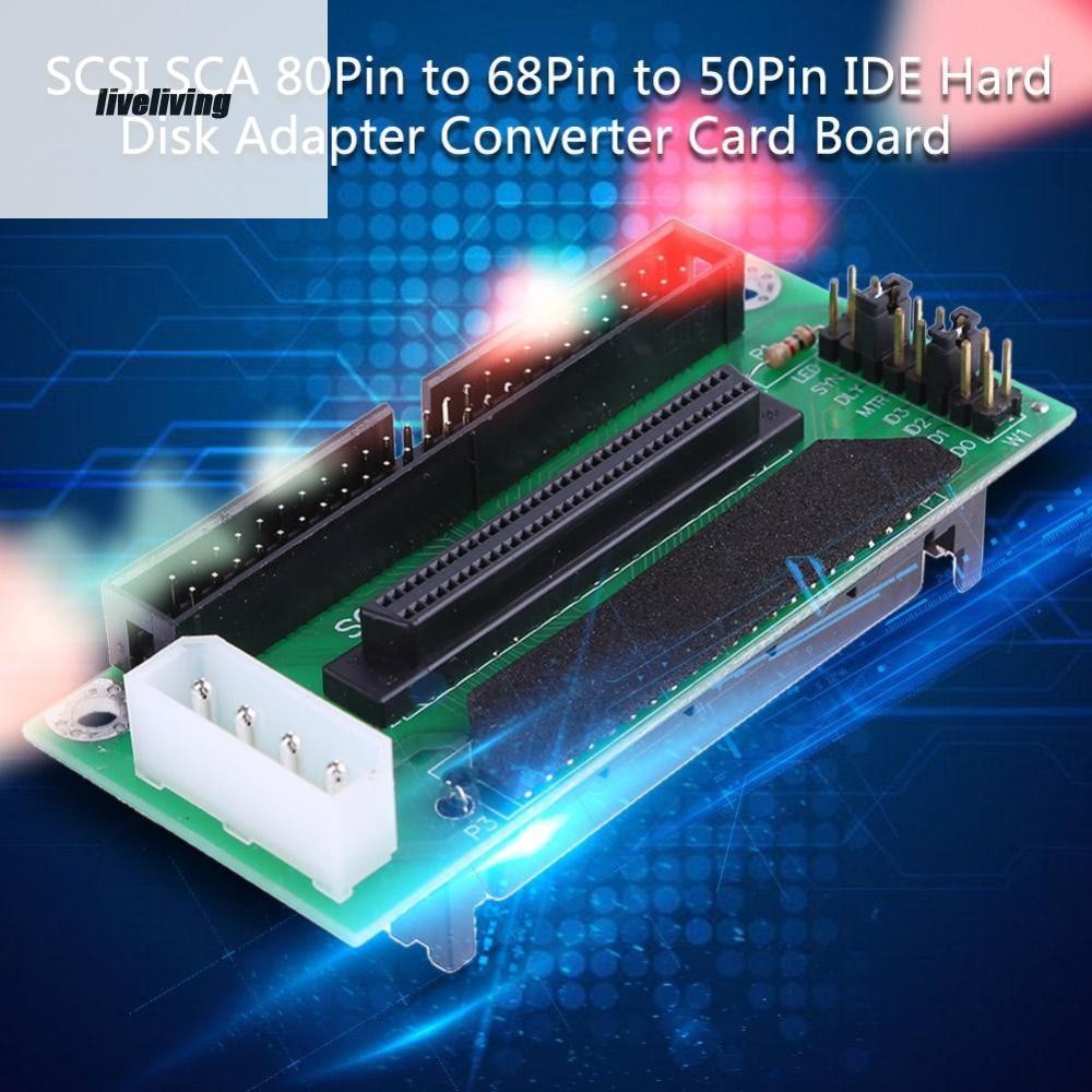 SCSI SCA 80Pin to 68Pin to 50Pin IDE Hard Disk Adapter Converter Card ...