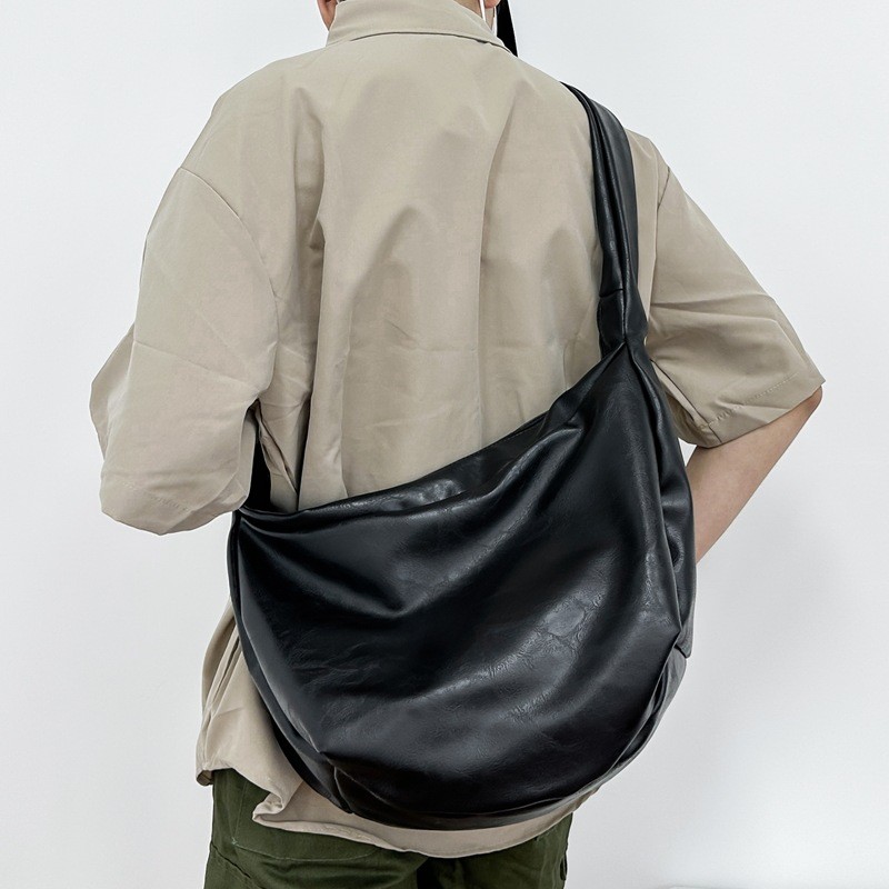 Men's Hobo Bag Soft Pu Leather Shoulder Bag Waterproof Crossbody tote