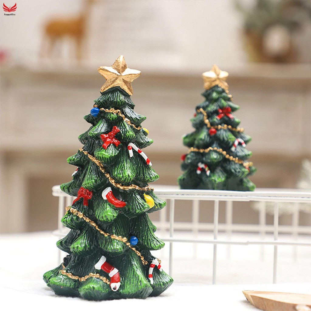 Resin Tabletop Christmas Tree Figurine Glittering Sequin Artificial ...