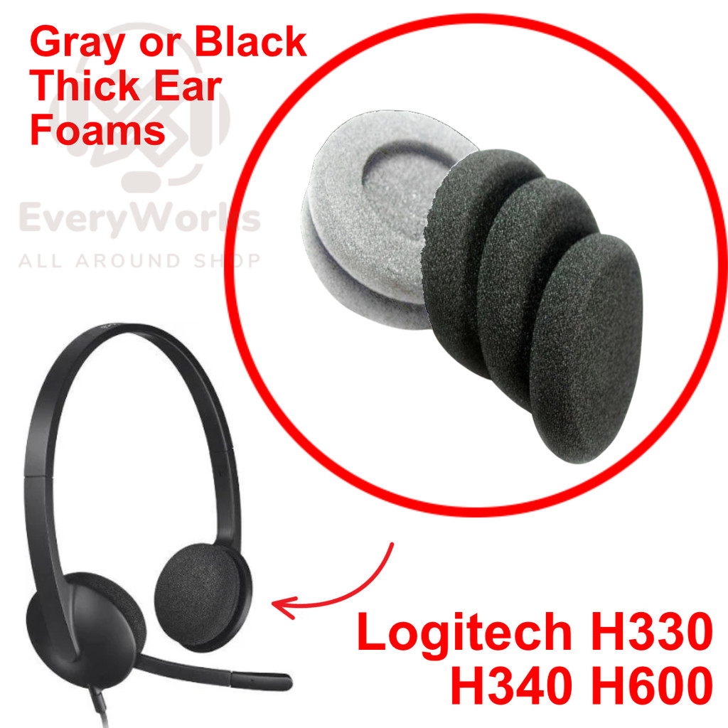 Gray Thick Ear Foam foamies for Logitech H330 H340 H600 Headset ...