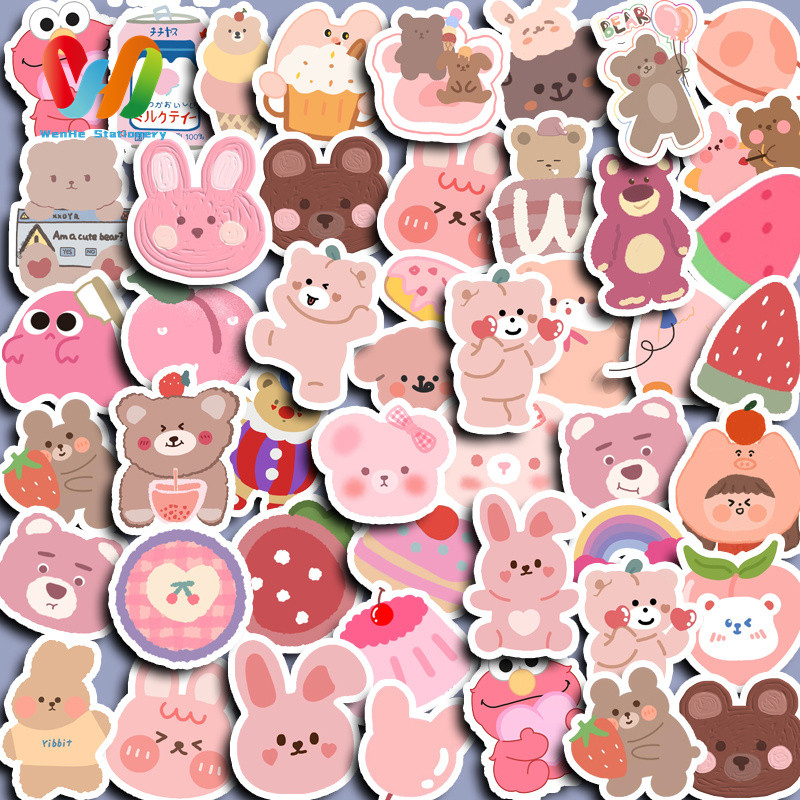 100pcs Cute Peach Bear Stickers Diy Computer Washi Scrapbooking Laptop ...