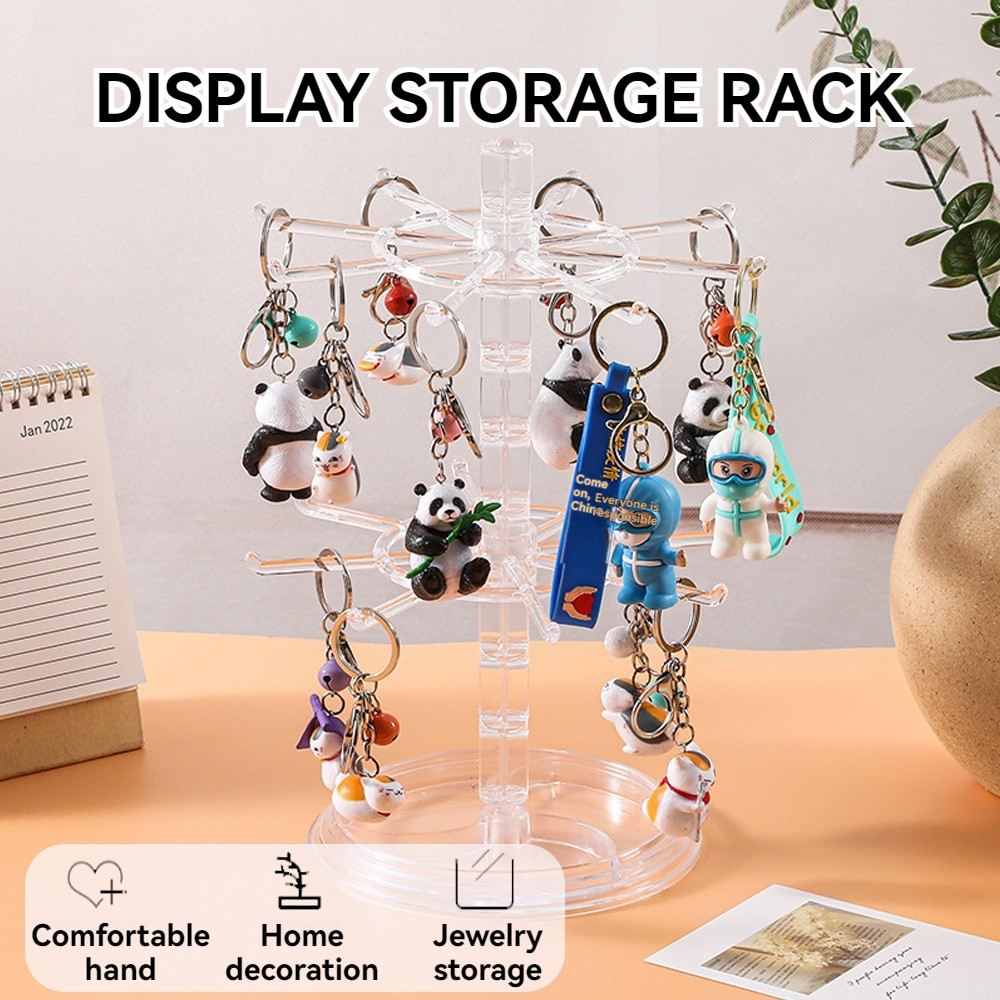 Ochir Transparent 2 Layer Necklace Display Stand Rotating Rack Keychain ...