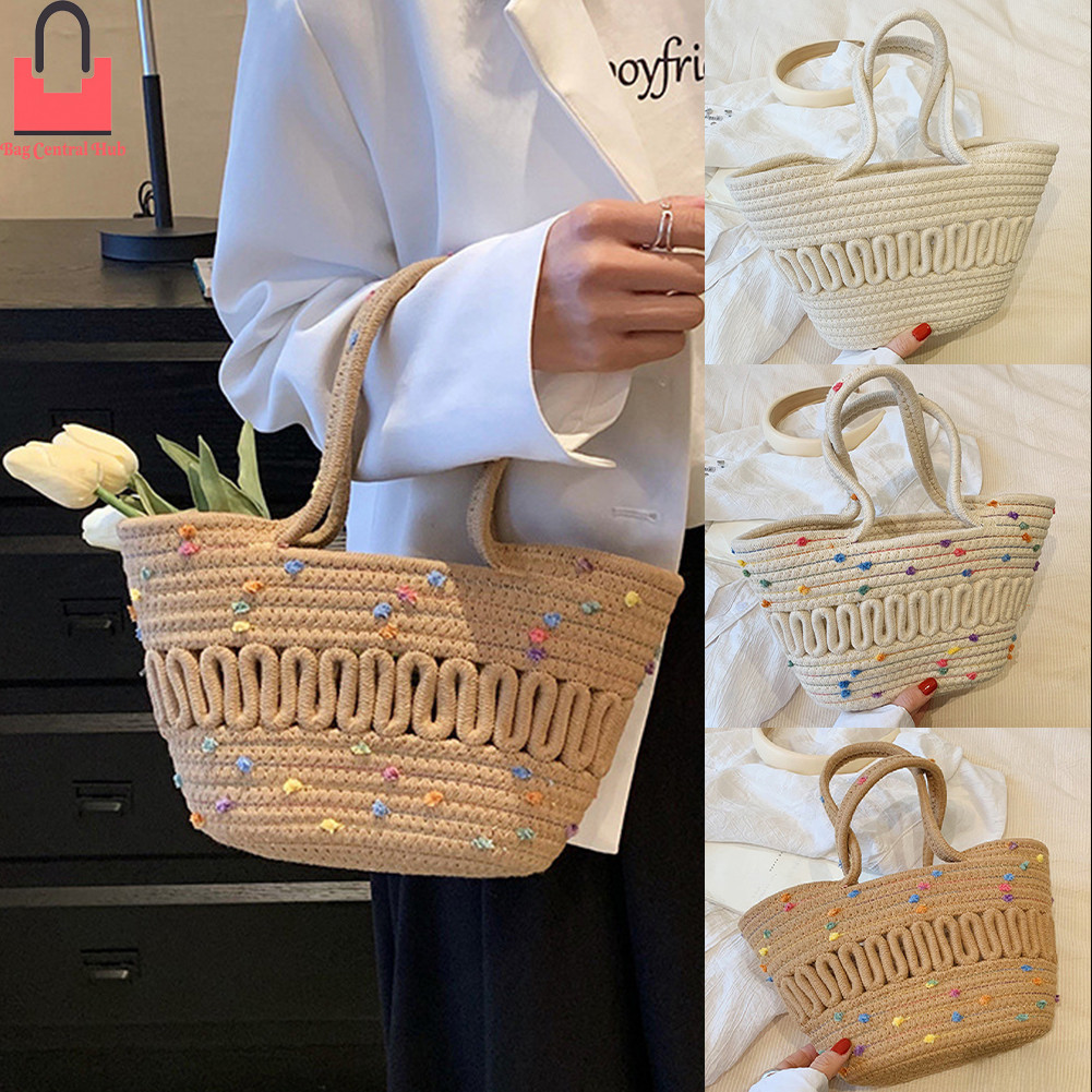 Woven Cotton Rope Tote Bag main image 1
