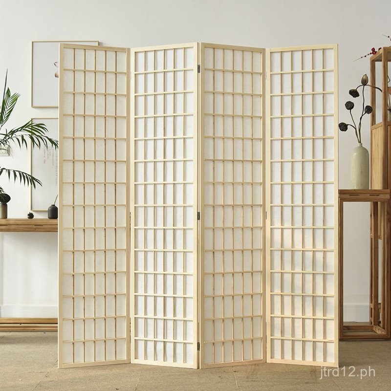 Japanese Style Solid Wood Camphor Wood Grid Screen Partition for ...