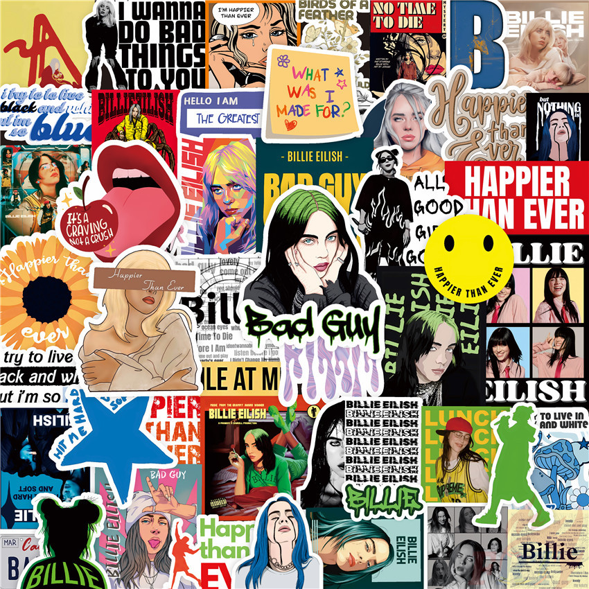 100Pcs Set Billie Eilish Mixed Music Album Stickers Fashion DIY 