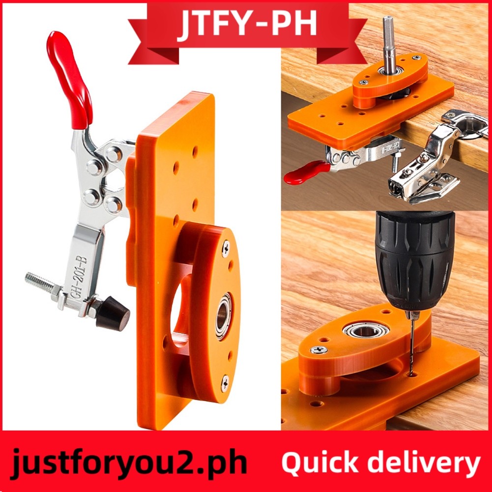 JTFY ️Cabinet Hinge Boring Hole Drill Guide with Fixture Punch Locator ...