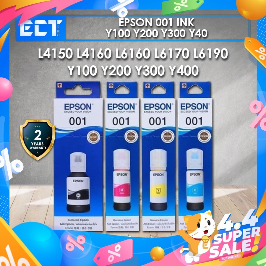 Epson 001 127ml & 70ml Printer Ink for L4150 L4160 L6160 L6170 L6190 ...