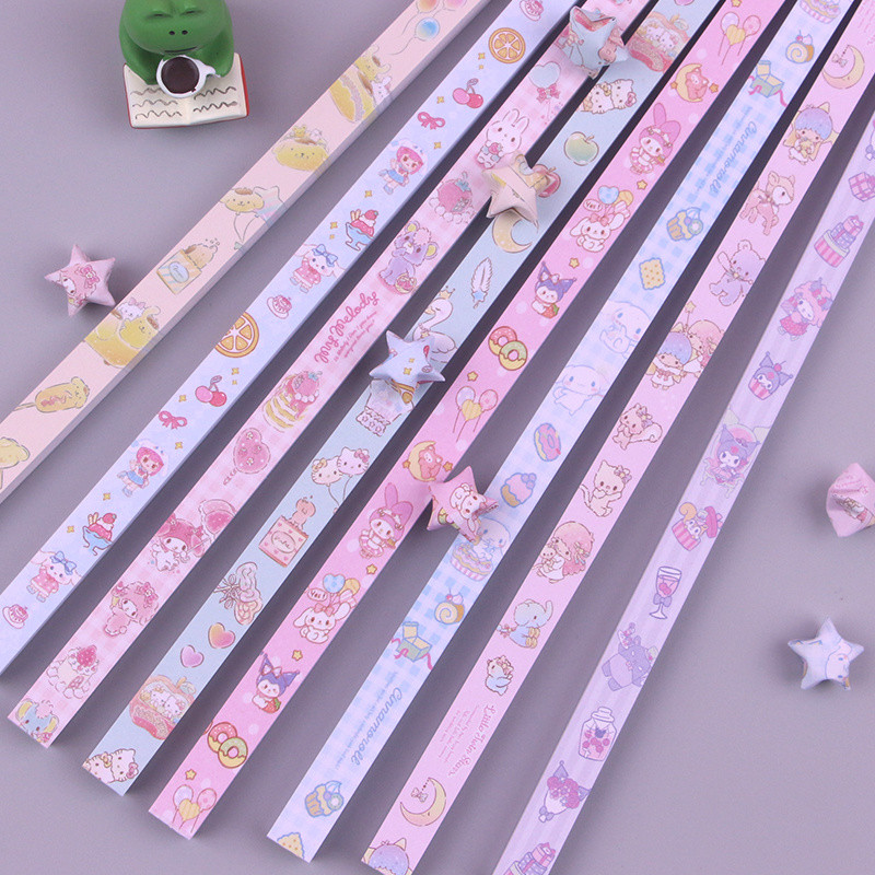 Cartoon Anime Print Stars Origami Five-Pointed Star Handmade Note Lucky ...
