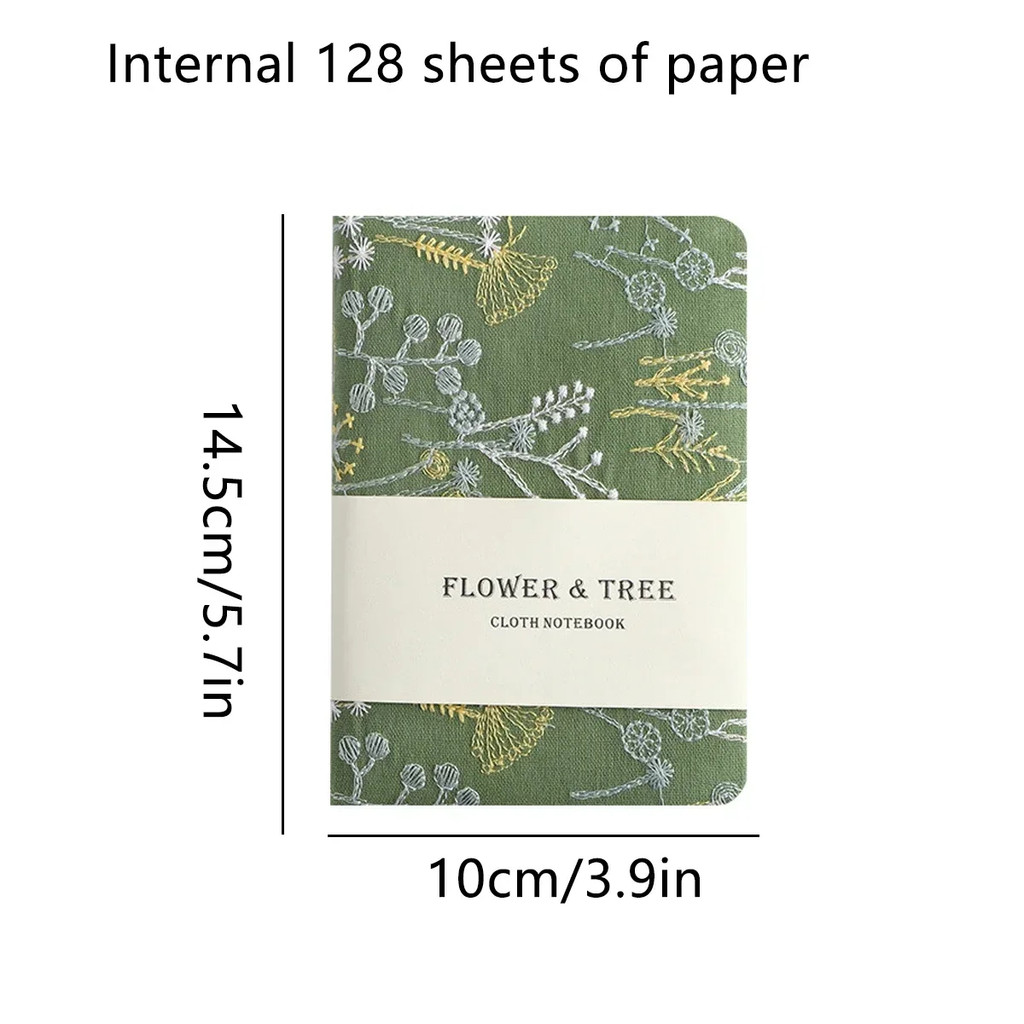 Embroidered Pocket Notebook for Women, A6 Mini Cloth Journal, Hardcover ...