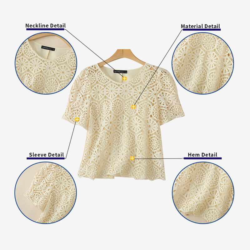 ZANZEA Women Korean Fashion Short Sleeve O-Neck See Through Lace ...